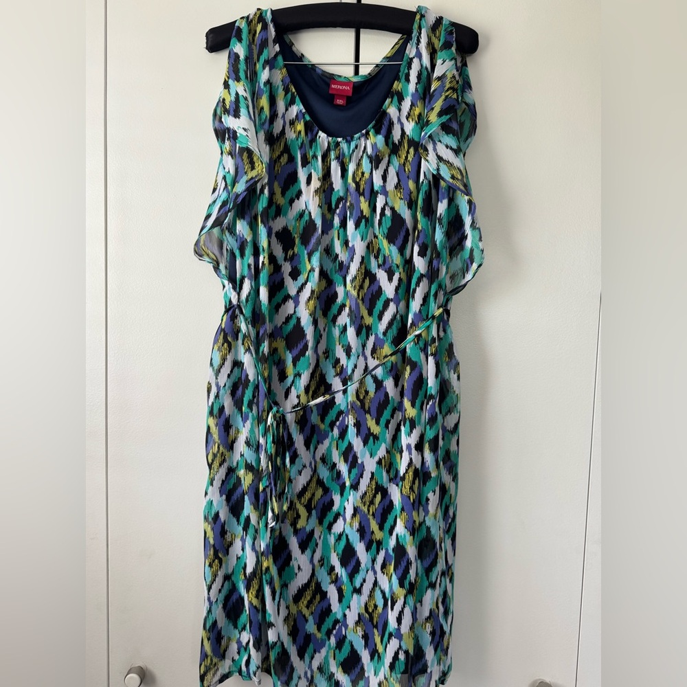 Merona Asymmetrical Dress in Blue, Green, and Black